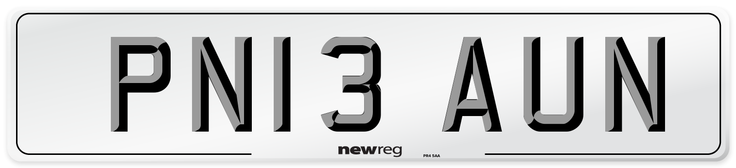 PN13 AUN Number Plate from New Reg